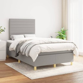 Box spring bed with light gray fabric mattress 120x200 cm by , Beds and slatted bases - Ref: Foro24-3142401, Price: 424,79 €,...