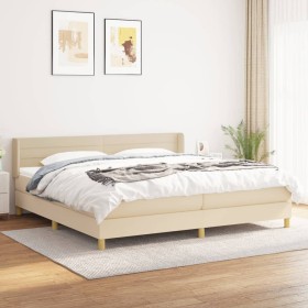 Box spring bed with cream fabric mattress 200x200 cm by , Beds and slatted bases - Ref: Foro24-3130382, Price: 615,37 €, Disc...