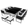 Set comedor de jardín 11 piezas y cojines ratán sintético negro de vidaXL, Conjuntos de jardín - Ref: Foro24-42760, Precio: 7...