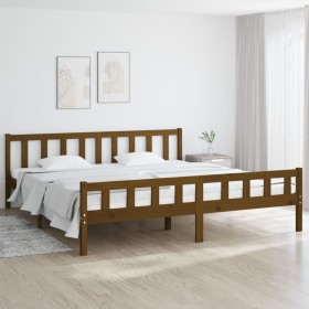 Honey brown solid wood bed frame 160x200 cm by , Beds and slatted bases - Ref: Foro24-810692, Price: 129,99 €, Discount: %