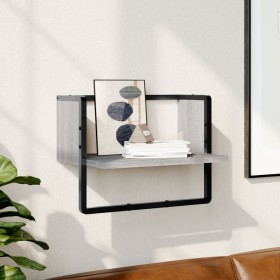 Sonoma gray wall shelf with bar 40x25x30 cm by , Shelves and shelves - Ref: Foro24-836286, Price: 16,30 €, Discount: %