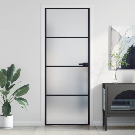 Slim black glass and aluminum interior door 76x201.5 cm by , Doors for the home - Ref: Foro24-155117, Price: 233,99 €, Discou...