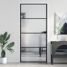 Slim black glass and aluminum interior door 93x201.5 cm by , Doors for the home - Ref: Foro24-155120, Price: 192,99 €, Discou...