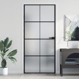 Slim black glass and aluminum interior door 93x201.5 cm by , Doors for the home - Ref: Foro24-155129, Price: 203,99 €, Discou...