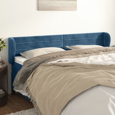 Dark blue velvet headboard 203x23x78/88 cm by , Headboards and footboards - Ref: Foro24-3117354, Price: 80,99 €, Discount: %