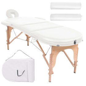 Folding massage table 4 cm thick 2 cushions white by vidaXL, massage tables - Ref: Foro24-110158, Price: 226,99 €, Discount: %