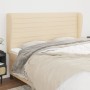 Headboard with cream fabric ears 203x23x118/128 cm by , Headboards and footboards - Ref: Foro24-3118123, Price: 143,37 €, Dis...