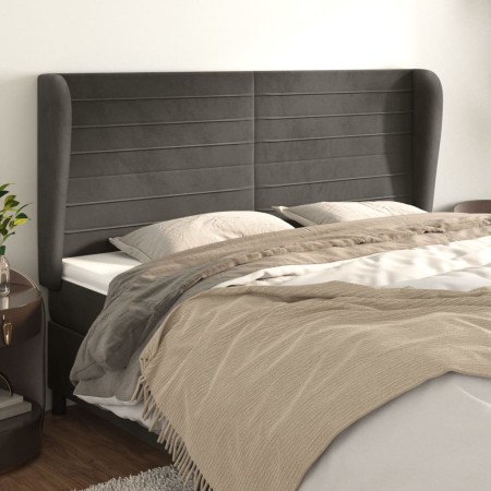 Headboard with dark gray velvet ears 203x23x118/128 cm by , Headboards and footboards - Ref: Foro24-3118163, Price: 141,24 €,...