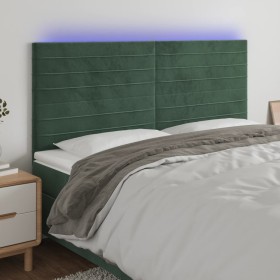 Cabecero con luces LED terciopelo verde oscuro 180x5x118/128 cm de , Cabeceros y pies de cama - Ref: Foro24-3122627, Precio: ...