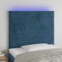 Cabecero con luces LED terciopelo azul oscuro 100x5x118/128 cm de , Cabeceros y pies de cama - Ref: Foro24-3122610, Precio: 7...