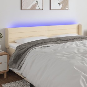 Cream fabric headboard with LED 203x16x78/88 cm by , Headboards and footboards - Ref: Foro24-3123403, Price: 82,99 €, Discoun...