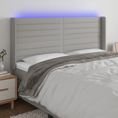 Light gray fabric headboard with LED 203x16x118/128 cm by , Headboards and footboards - Ref: Foro24-3124210, Price: 128,90 €,...