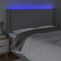 Light gray fabric headboard with LED 203x16x118/128 cm by , Headboards and footboards - Ref: Foro24-3124210, Price: 128,90 €,...