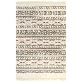 Alfombra de algodón Kilim con estampado gris/rosa 120x180 cm de vidaXL, Alfombras - Ref: Foro24-246543, Precio: 27,15 €, Desc...