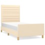 Estructura de cama con cabecero de tela color crema 100x200 cm de , Camas y somieres - Ref: Foro24-3125119, Precio: 146,33 €,...