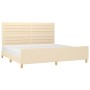 Bed frame with cream fabric headboard 200x200 cm by , Beds and slatted bases - Ref: Foro24-3125167, Price: 247,89 €, Discount: %