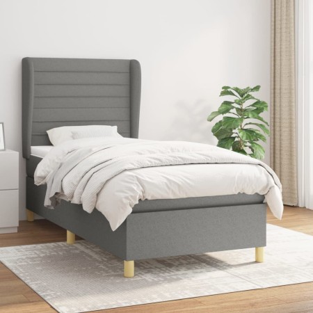 Cama box spring con colchón tela gris oscuro 100x200 cm de , Camas y somieres - Ref: Foro24-3128582, Precio: 359,99 €, Descue...