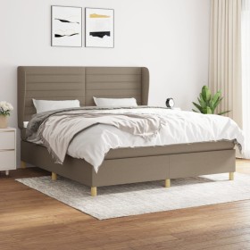 Box spring bed with taupe gray fabric mattress 180x200 cm by , Beds and slatted bases - Ref: Foro24-3128625, Price: 675,11 €,...