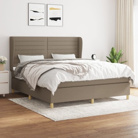 Box spring bed with taupe gray fabric mattress 180x200 cm by , Beds and slatted bases - Ref: Foro24-3128625, Price: 665,37 €,...