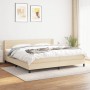 Cama box spring con colchón tela color crema 200x200 cm de , Camas y somieres - Ref: Foro24-3129822, Precio: 625,76 €, Descue...