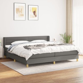 Cama box spring con colchón tela gris oscuro 200x200 cm de , Camas y somieres - Ref: Foro24-3130378, Precio: 540,99 €, Descue...