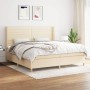 Cama box spring con colchón tela color crema 200x200 cm de , Camas y somieres - Ref: Foro24-3132102, Precio: 697,67 €, Descue...