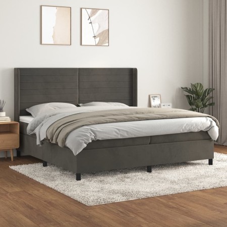 Cama box spring con colchón terciopelo gris oscuro 200x200 cm de , Camas y somieres - Ref: Foro24-3132760, Precio: 704,23 €, ...