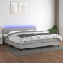 Cama box spring con colchón tela y LED gris claro 200x200 cm de , Camas y somieres - Ref: Foro24-3133261, Precio: 567,21 €, D...