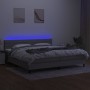 Box spring bed with fabric mattress and light gray LED 200x200 cm by , Beds and slatted bases - Ref: Foro24-3133261, Price: 5...