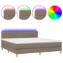 Cama box spring con colchón LED tela gris taupe 180x200 cm de , Camas y somieres - Ref: Foro24-3133817, Precio: 544,88 €, Des...