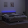 Cama box spring con colchón LED tela gris taupe 180x200 cm de , Camas y somieres - Ref: Foro24-3133817, Precio: 544,88 €, Des...