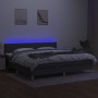 Cama box spring con colchón y LED tela gris oscuro 200x200 cm de , Camas y somieres - Ref: Foro24-3133822, Precio: 600,62 €, ...