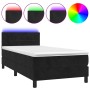 Cama box spring colchón y LED terciopelo negro 90x200 cm de , Camas y somieres - Ref: Foro24-3134383, Precio: 307,46 €, Descu...