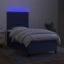 Box spring bed mattress and LED lights blue fabric 90x190 cm by , Beds and slatted bases - Ref: Foro24-3134923, Price: 360,99...