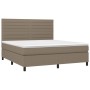 Boxspringbett mit Matratze und LED-Leuchten taupegrauer Stoff 180x200 cm von , Betten und Lattenroste - Ref: Foro24-3134977, ...