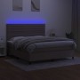 Boxspringbett mit Matratze und LED-Leuchten taupegrauer Stoff 180x200 cm von , Betten und Lattenroste - Ref: Foro24-3134977, ...