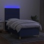 Box spring bed mattress and LED lights blue fabric 90x190 cm by , Beds and slatted bases - Ref: Foro24-3135483, Price: 367,67...