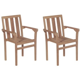 Stackable garden chairs, 2 units, solid teak wood by vidaXL, Garden chairs - Ref: Foro24-43041, Price: 218,99 €, Discount: %