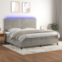 Cama box spring colchón y LED terciopelo gris claro 200x200 cm de , Camas y somieres - Ref: Foro24-3136203, Precio: 680,66 €,...