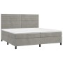 Cama box spring colchón y LED terciopelo gris claro 200x200 cm de , Camas y somieres - Ref: Foro24-3136203, Precio: 633,98 €,...