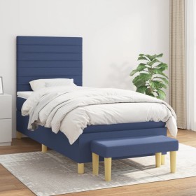 Box spring bed with blue fabric mattress 90x200 cm by , Beds and slatted bases - Ref: Foro24-3137211, Price: 346,99 €, Discou...