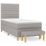 Box spring bed with light gray fabric mattress 100x200 cm by , Beds and slatted bases - Ref: Foro24-3137213, Price: 388,52 €,...