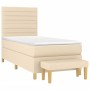 Box spring bed with cream fabric mattress 100x200 cm by , Beds and slatted bases - Ref: Foro24-3137218, Price: 414,75 €, Disc...