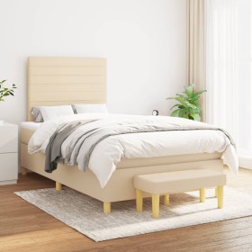 Box spring bed with cream fabric mattress 120x200 cm by , Beds and slatted bases - Ref: Foro24-3137226, Price: 464,06 €, Disc...