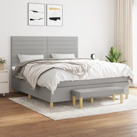 Box spring bed with light gray fabric mattress 180x200 cm by , Beds and slatted bases - Ref: Foro24-3137253, Price: 655,99 €,...