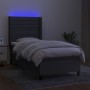 Box spring bed mattress and LED lights dark gray fabric 100x200 cm by , Beds and slatted bases - Ref: Foro24-3138374, Price: ...