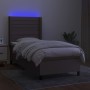 Boxspringbett mit Matratze und LED-Leuchten taupegrauer Stoff 90x200 cm von , Betten und Lattenroste - Ref: Foro24-3138369, P...