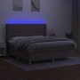 Boxspringbett mit Matratze und LED-Leuchten taupegrauer Stoff 180x200 cm von , Betten und Lattenroste - Ref: Foro24-3138977, ...