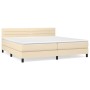 Cama box spring con colchón tela color crema 200x200 cm de , Camas y somieres - Ref: Foro24-3140166, Precio: 572,99 €, Descue...