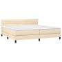 Cama box spring con colchón tela color crema 200x200 cm de , Camas y somieres - Ref: Foro24-3140166, Precio: 572,99 €, Descue...